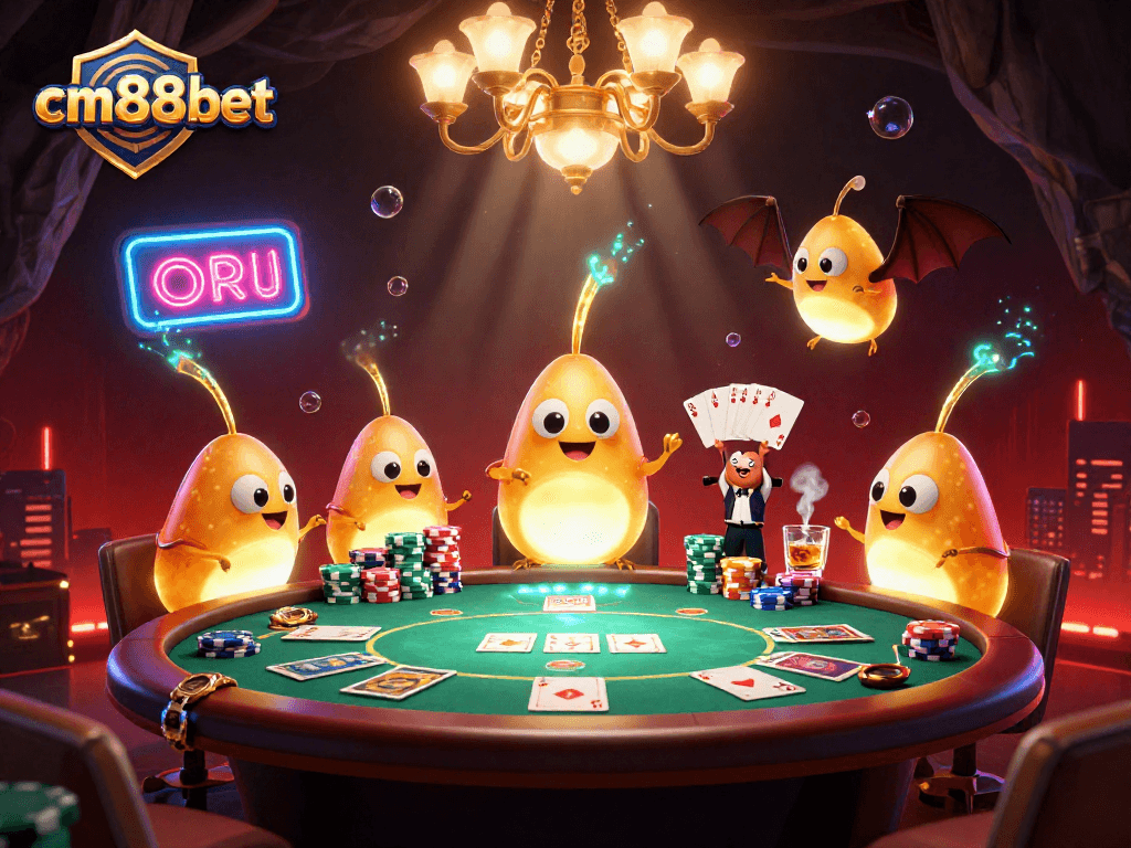 Experience the excitement at cm88bet casino with vibrant glowworms and dynamic poker action.