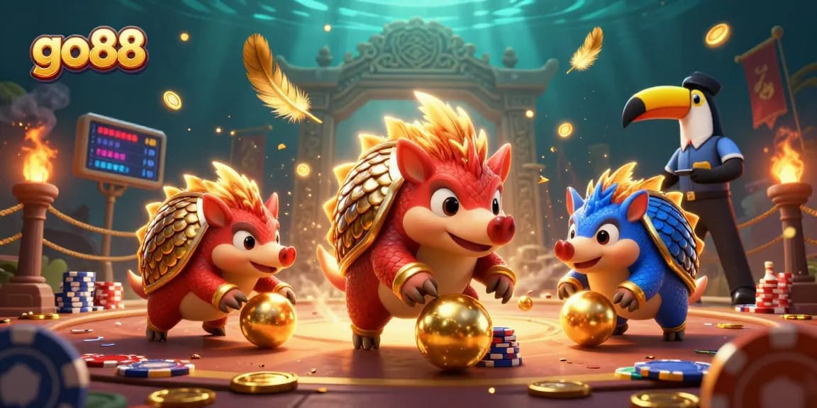 go88 features colorful pangolins bowling casino chips in an exciting gaming scene