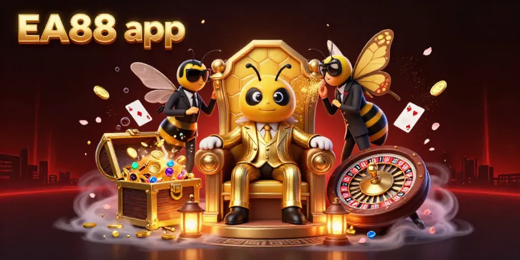 Experience the EA88 app magic with a bumblebee mob boss and casino elements in a grand scene.