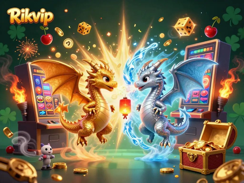 Experience thrilling jackpots on Rikvip with vibrant dragons, coins, and exciting casino elements!