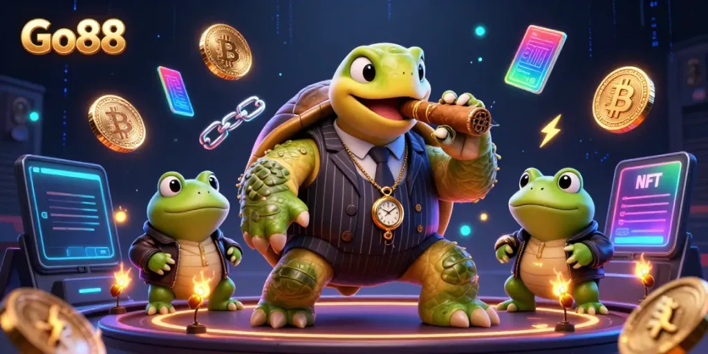 Engage with Go88's vibrant casino experience featuring colorful characters and dynamic gaming elements.