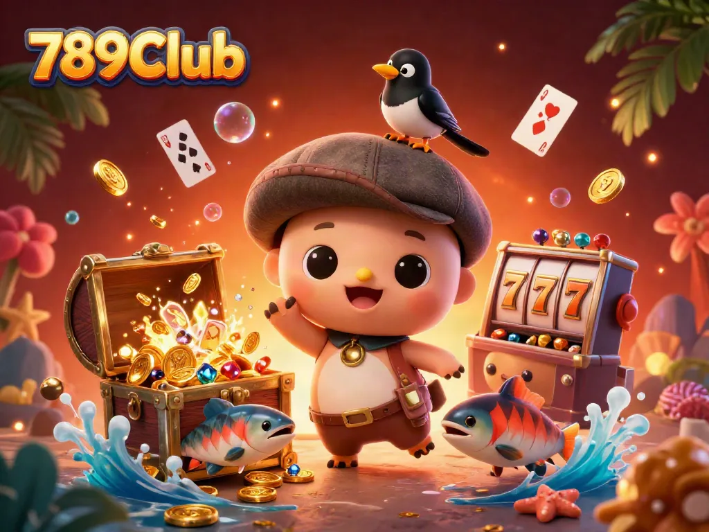 Win big with 789Club's dynamic slots and vibrant casino characters in an exciting underwater scene.