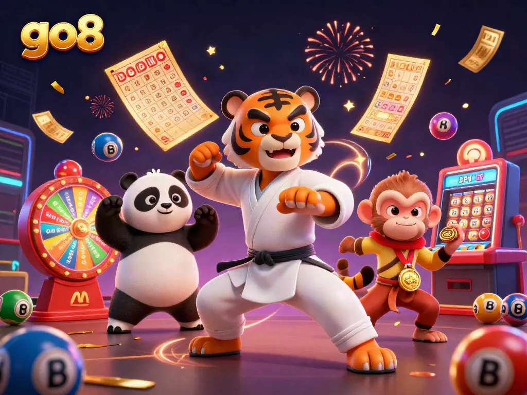 Experience the thrill of go8 gaming with a kung fu tiger and panda mastering the jackpot!
