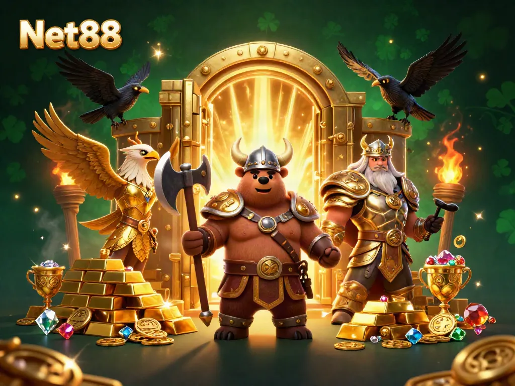 Experience thrilling gameplay at Net88 with a vibrant 3D casino adventure featuring iconic gaming elements.