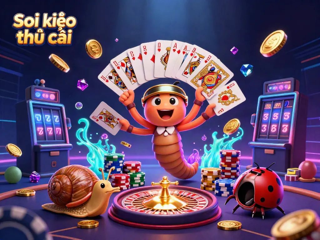 Experience the thrill at Soi kèo nhà cái with a lively dealer, vibrant chips, and dazzling coins!