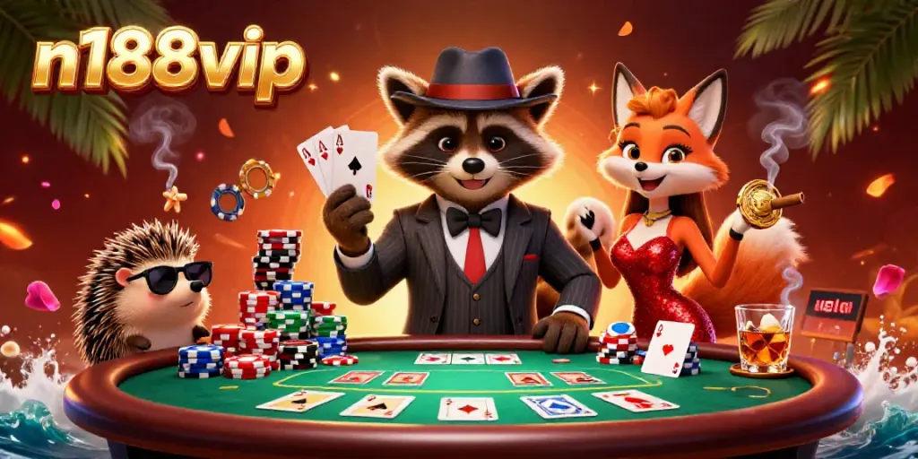 Place bets and enjoy a thrilling poker game at n188vip with elegant 3D characters.