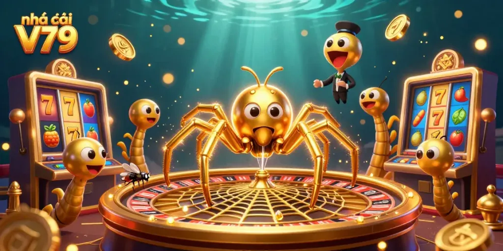 Nhà cái V79: Hình ảnh sống động của web casino với nhân vật hoạt hình hấp dẫn.