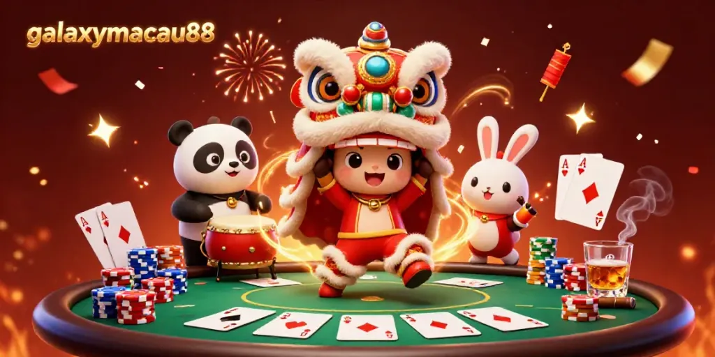 Experience the thrill of gaming at galaxymacau88 with vibrant, engaging casino character illustration.