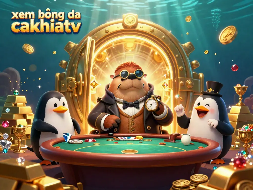 Join the fun at xem bóng đá cakhiatv with a jolly walrus and friends at a high-stakes underwater poker game.