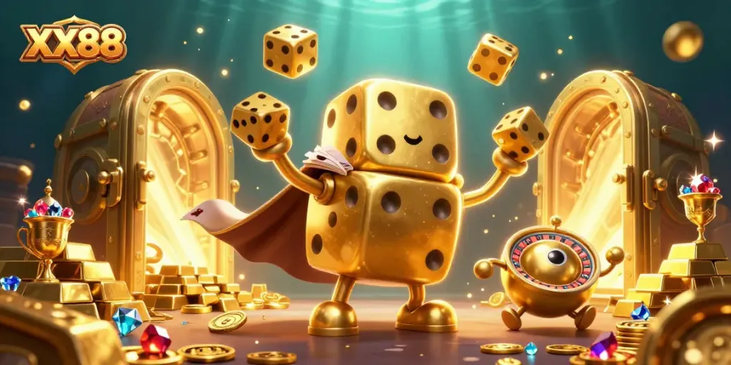 Engaging with enchanting dice and treasure elements in the dynamic XX88 casino world.