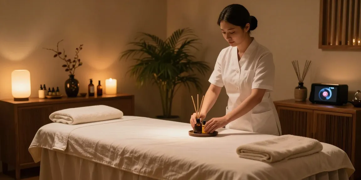 Experience the ultimate relaxation with 일산출장마사지 in a serene spa environment, featuring a calming massage room and soothing ambiance.