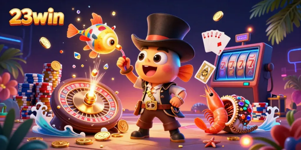 Experience the thrill of 23win with glowing treasures alongside colorful sea creatures.