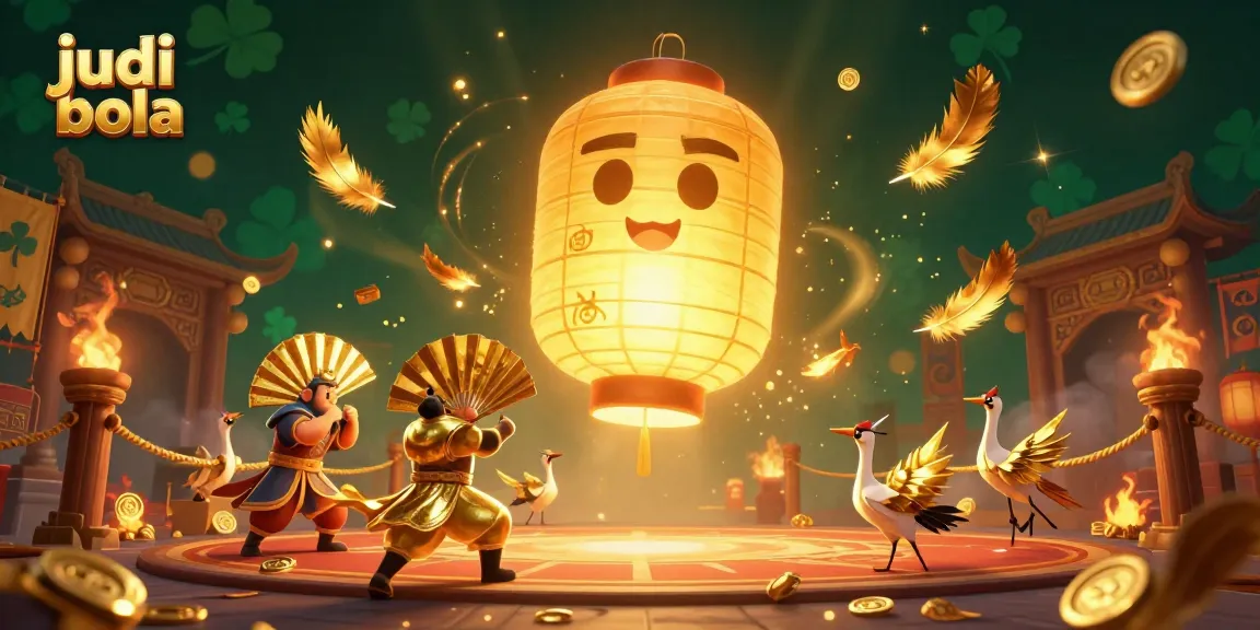 Engage in judi bola betting with the golden lantern spirit and warriors in a dynamic casino scene