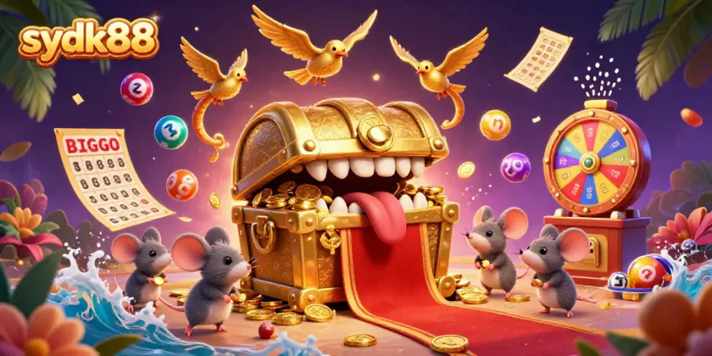 Players experience exciting lottery action with sydk88's vibrant game elements, dynamic prizes, and cheerful characters.
