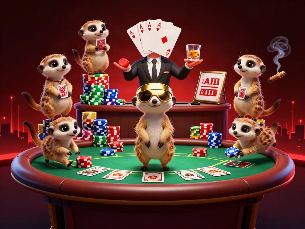 Experience excitement with xoso66 as meerkats engage in thrilling casino action at a vibrant poker game.