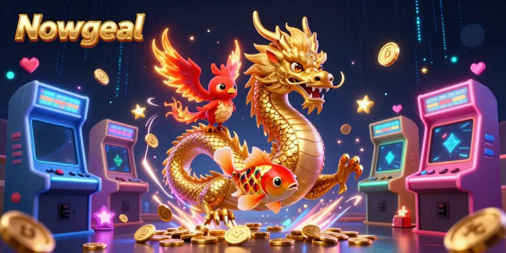 Experience thrilling moments with Nowgoal’s vibrant live game environment featuring a magnificent golden dragon.