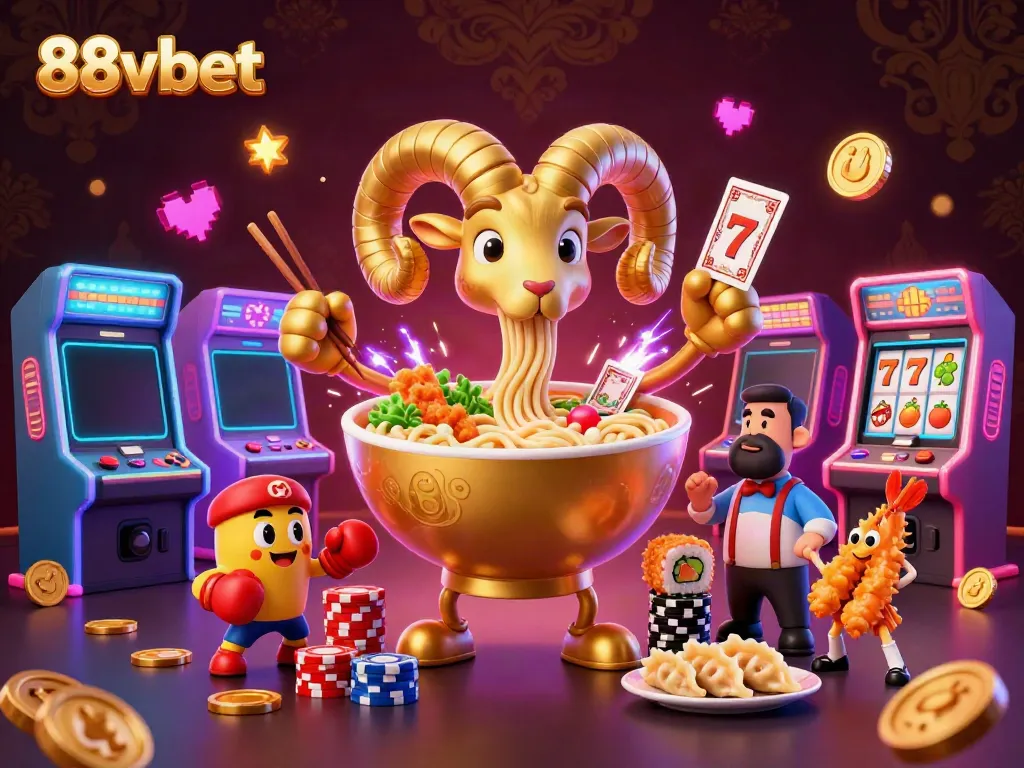 Octopus-style ramen bowl dealer engages players with cards and chips for 88vbet.