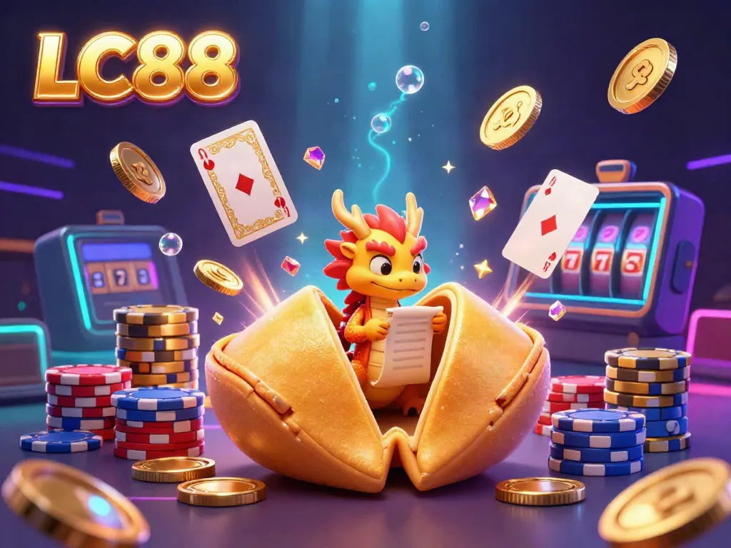Experience the excitement with LC88 as the golden fortune cookie opens to reveal treasures and games!