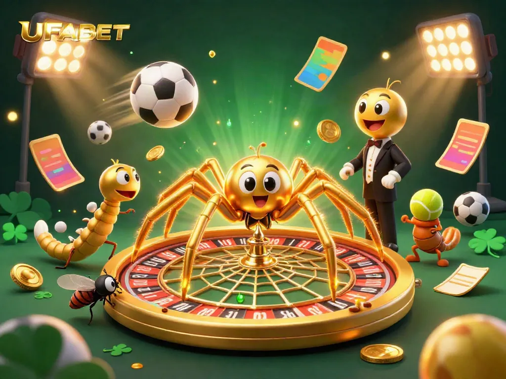 Experience thrilling bets at UFABET with an illustrated roulette-themed scene.
