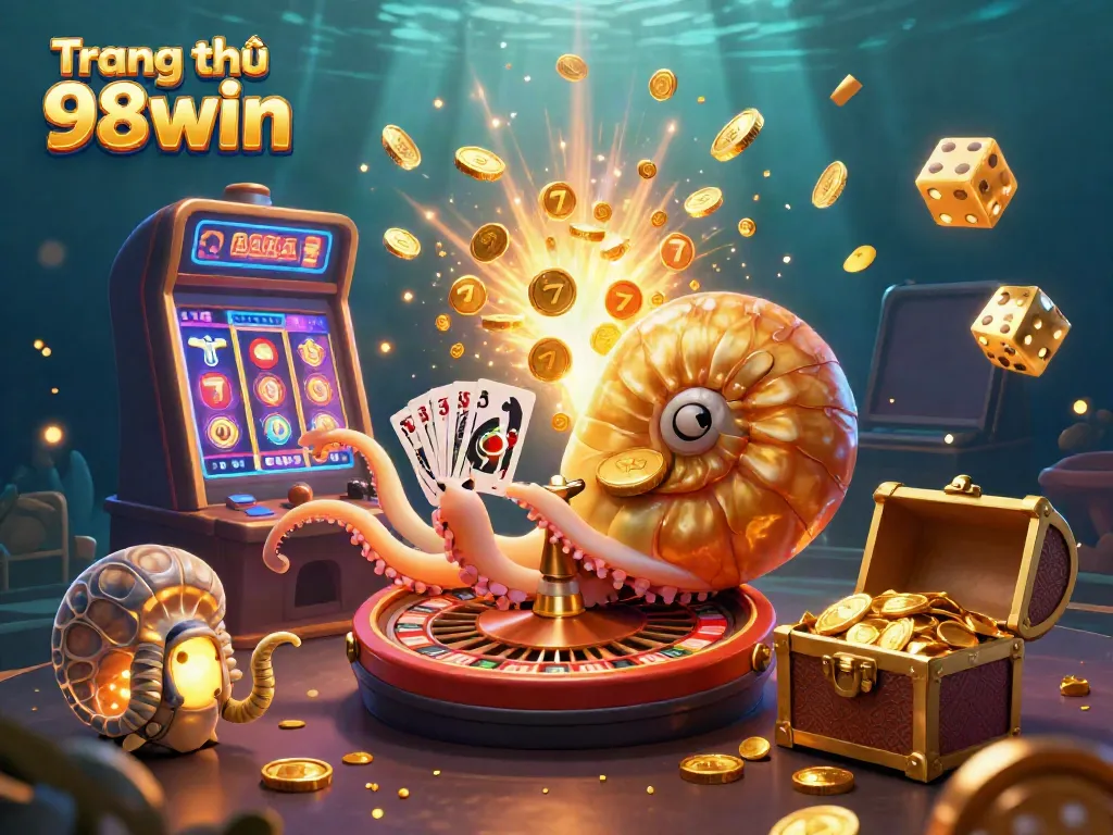 Engage in thrilling gameplay at Trang chủ 98win with a vibrant 3D casino scene showcasing jackpot excitement and colorful games.