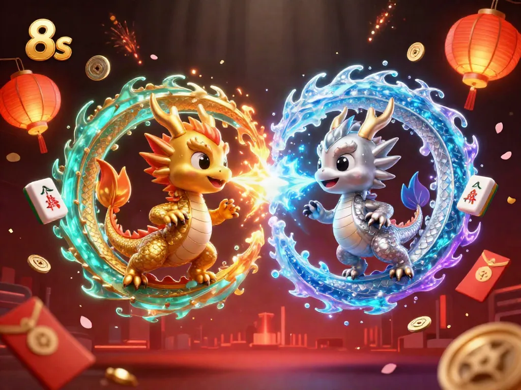 Experience thrilling 8s gameplay surrounded by captivating dragons and festive elements.