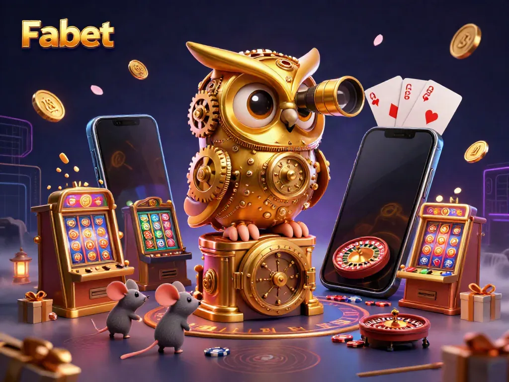 Engage with Fabet's exciting gaming experience featuring vibrant casino elements and charming 3D characters.