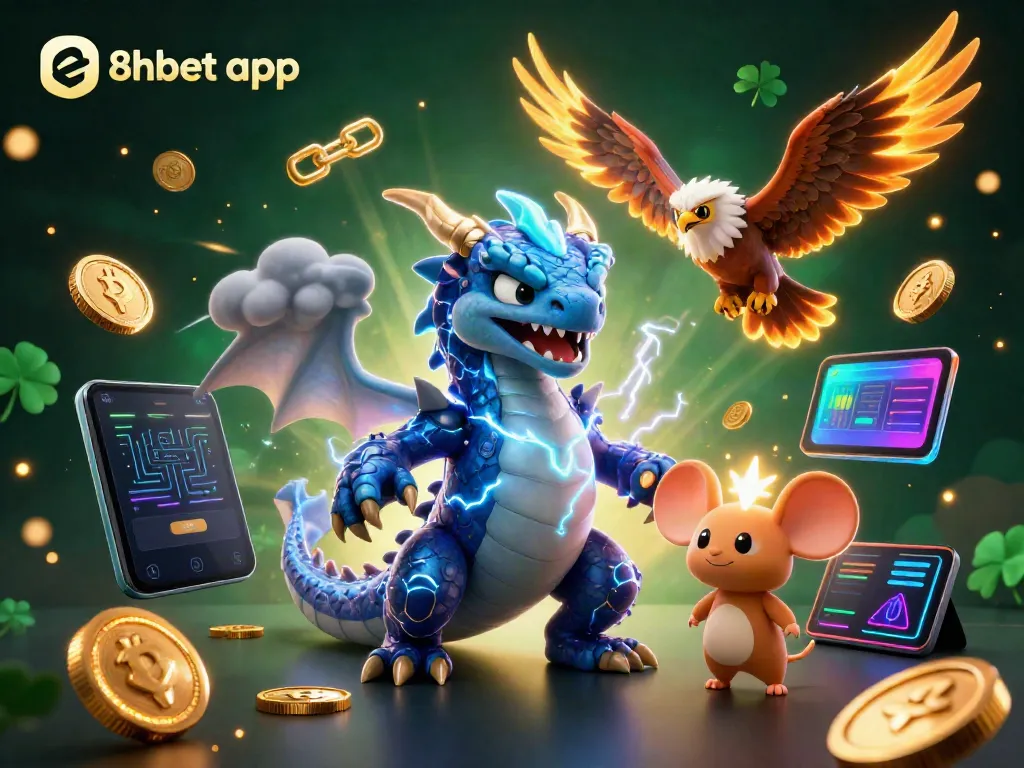 Engage with the dynamic 8xbet app scene featuring thunder dragon and crypto elements.